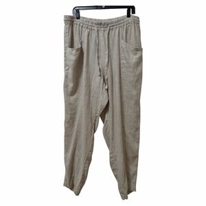 Magic Linen Womens Sardina 100% Linen Drawstring Pants Size‎ XXL Neutral Coastal